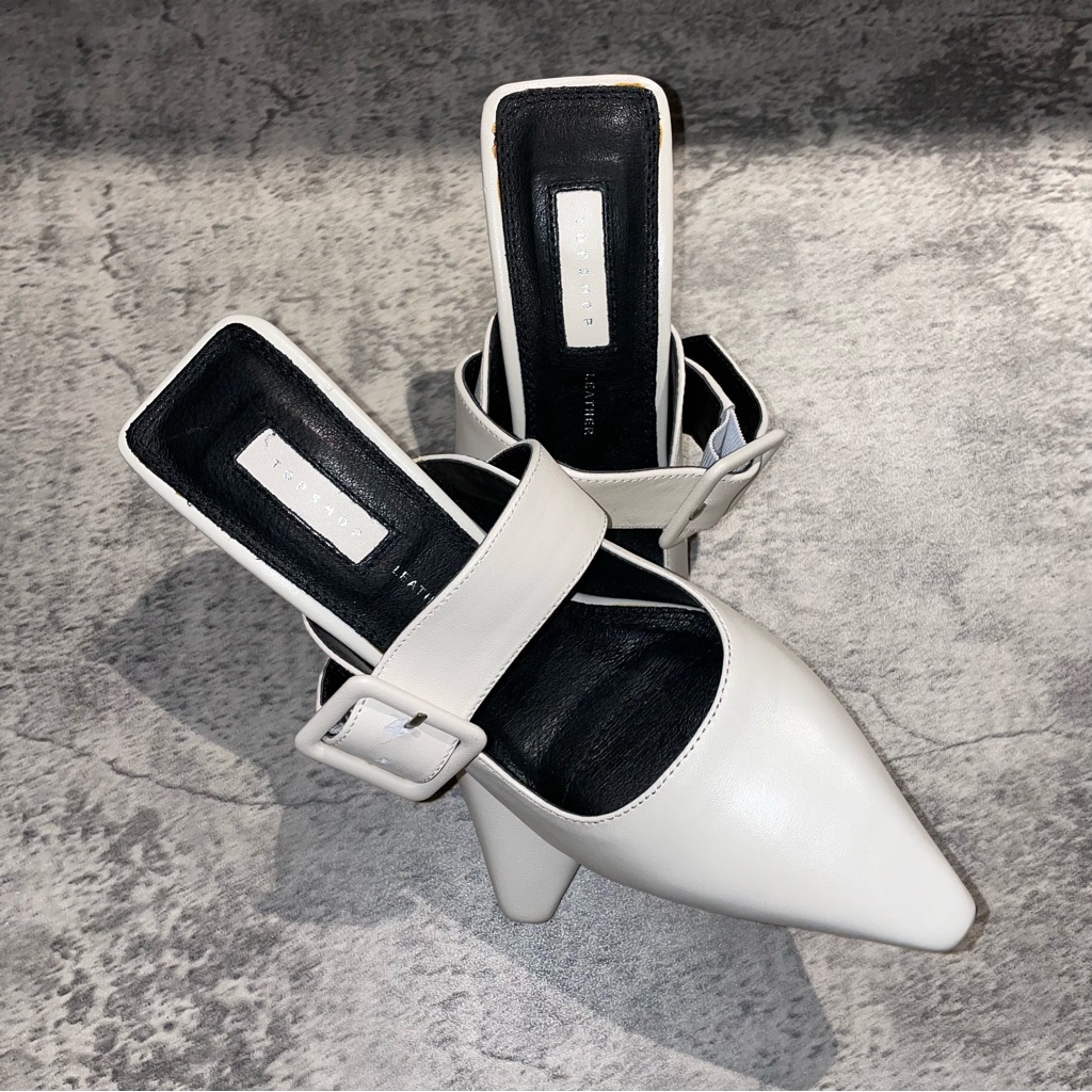 Topshop Off-White Mules With Buckle Size 38